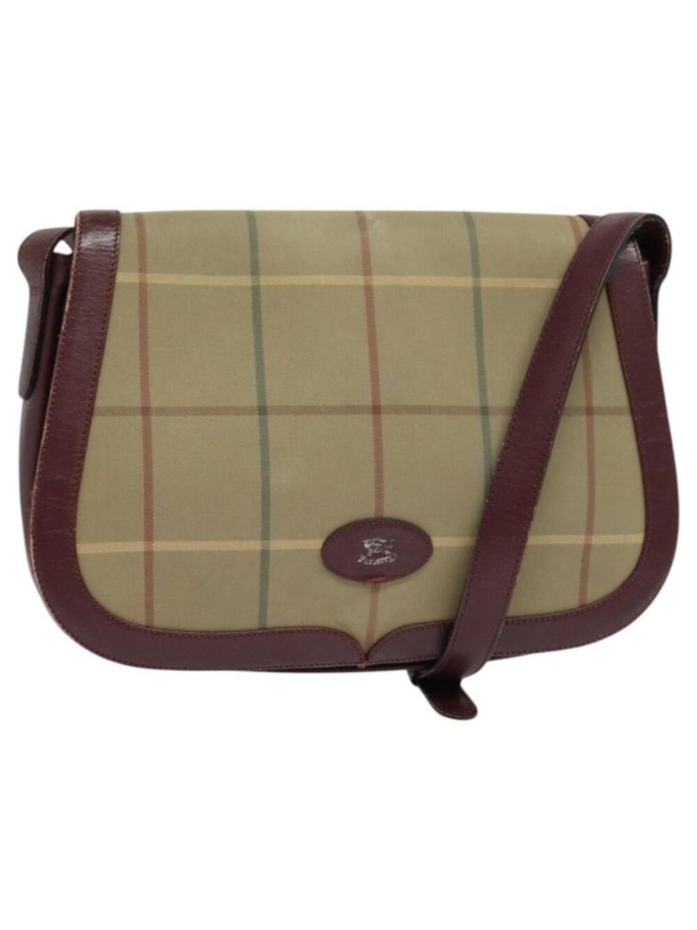 Authentic Burberrys Nova Check Shoulder Bag Canvas Beige Gold